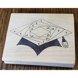 Mathematics Graduation Cap Stamp Affair Wood Mounted Rubber Stamp